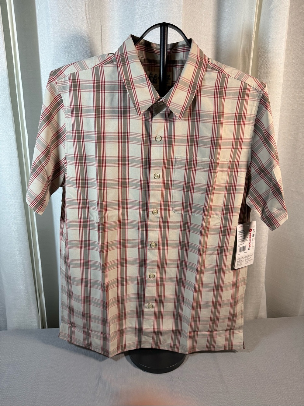 Marmot Men's Short-Sleeve Plaid Button-Down Shirt - White & Red